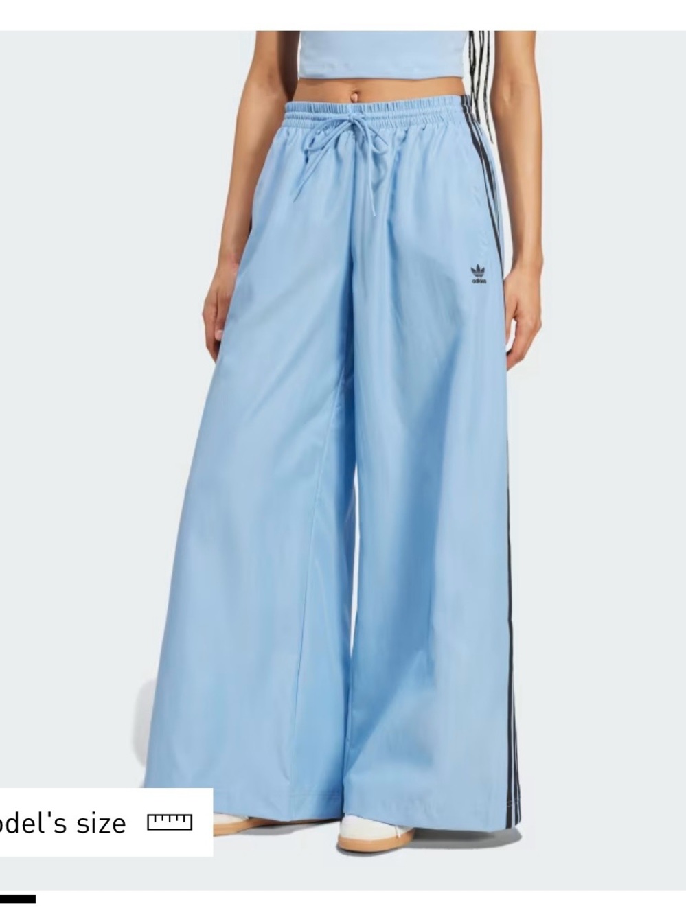 adidas Light Blue Wide-Leg Track Pants with Side Stripes